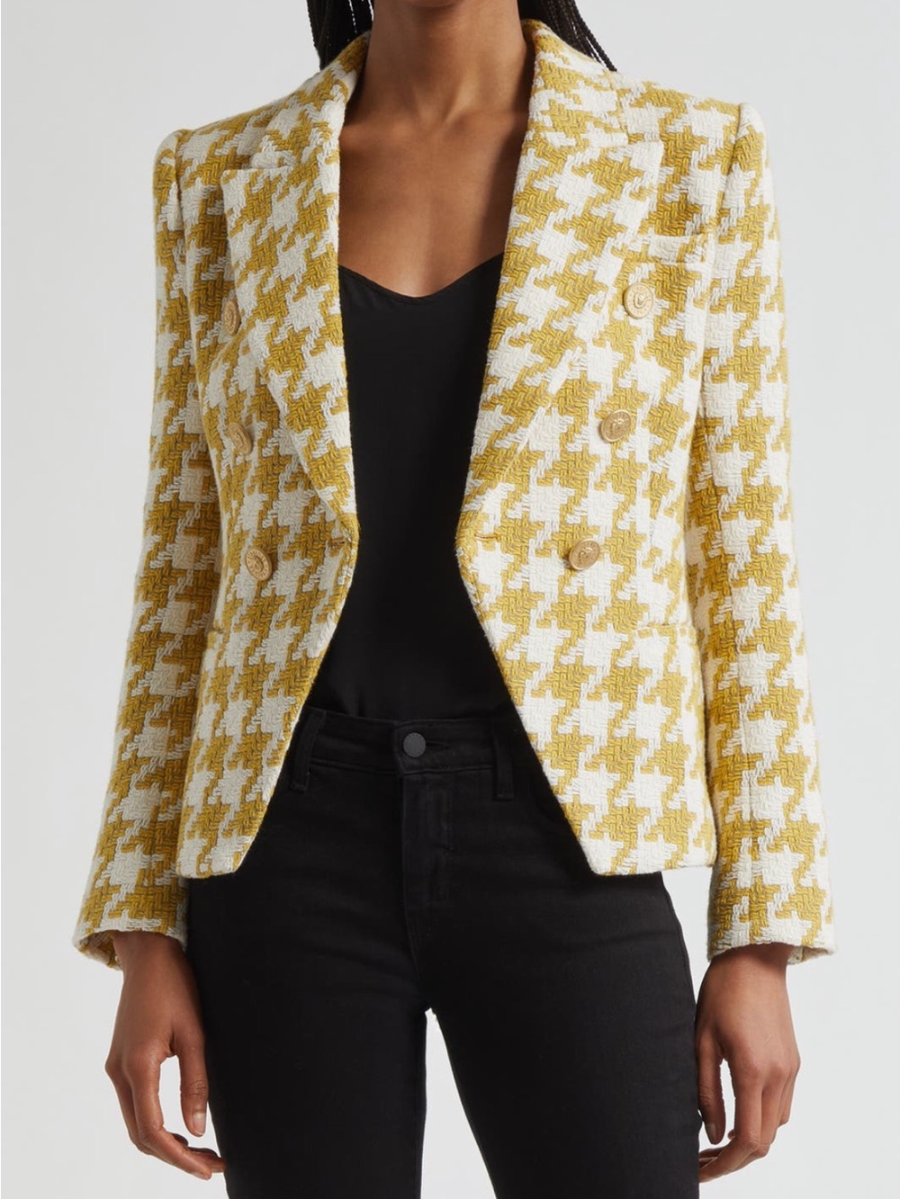 🌟 NWT ⭐️ L’AGENCE Marie Tweed Double Breasted Blazer Houndstooth  [SIZE 10]